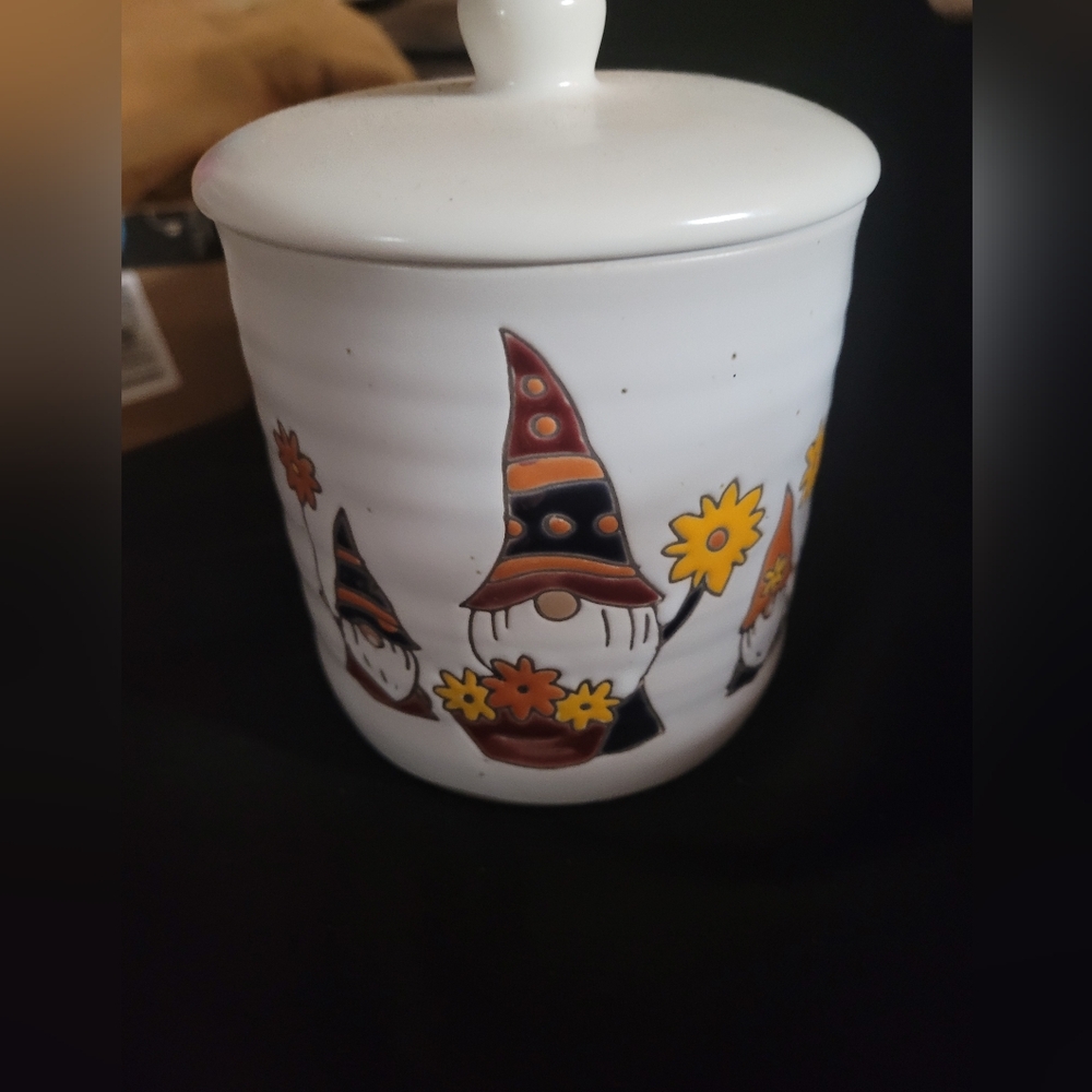 Sheffield Home Gnome Ceramic Jar - White and Orange